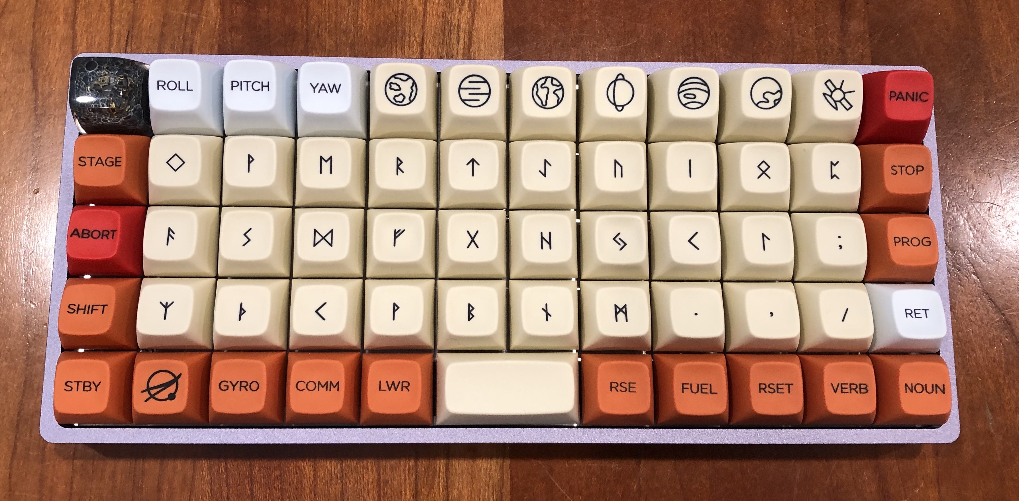 The Preonic, with Godspeed MT3 keycaps